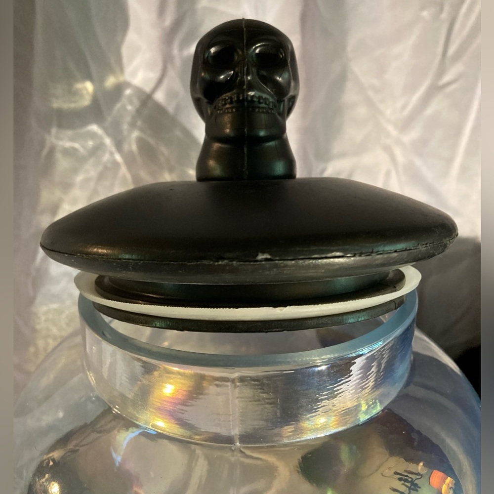 Glass Beverage Dispenser W/ Skull And Snake Accents - Picture 2 of 4